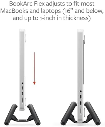 Twelve South BookArc Flex Vertical Laptop Stand – Space-Saving MacBook Stand, Adjustable Holder for Desk, Single Slot Dock for Monitor Display, Non-Slip, Upright Storage, Black - Image 4