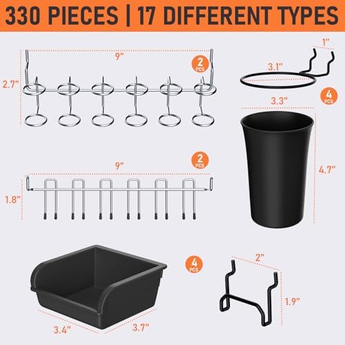INCLY 280PCS Upgraded Pegboard Hooks Assortment with Bins & Cups - Image 6