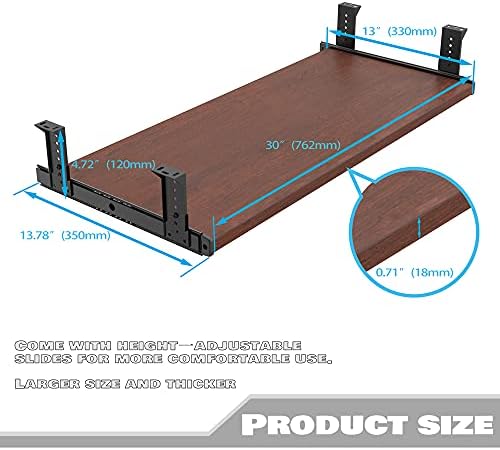 FRMSAET Office Product 20/24/30 inch Keyboard Drawer Tray (30 in, Cherry) - Image 3