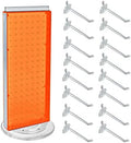 Azar Displays 700508-ORG-4C16 8-Inch W by 20-Inch H Revolving Black Pegboard Counter Display with 16-Pack of 4 inch Locking Hooks, Orange by AzarDisplays