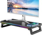 Monitor Stand Riser with USB 3.0 Hub & Type-C Port, 15W Fast Wireless Charging & RGB Lighting, Desk Organizer for Home Office PC iMac 27 Inch (Black) by Unknown