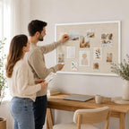 31.5"x48" White Framed Natural Wood Tone Bulletin Board, Pin Board - Image 2