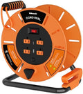 Extension Cord Storage Reel with 4-Grounded Outlet & 2 USB Port, 15A Circuit Breaker, Heavy Duty Open Cord Reel for 12/3,14/3 Gauge Power Cord, Hand Wind Retractable,ETL Listed Orange G85CR06 by Wilawels