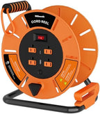 Extension Cord Storage Reel with 4-Grounded Outlet & 2 USB Port, 15A Circuit Breaker, Heavy Duty Open Cord Reel for 12/3,14/3 Gauge Power Cord, Hand Wind Retractable,ETL Listed Orange G85CR06 by Wilawels