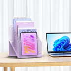 Sinboun Inclined Desk File Organizer Folder Holder with 8-Section, Purple - Image 2