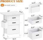 Mexin 3 Drawer File Cabinet with 22'' Extended Desktop, Mobile Filing Cabinet, Printer Stand, Rolling Printer Stand with Side Bag, Fabric Drawer, Fits A4 Size, Home Office, White - Image 3