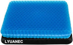 Gel Seat Cushion for Long Sitting - 17.5" x 15.5" x 2.4" (Extra Thick) by LYUANEC