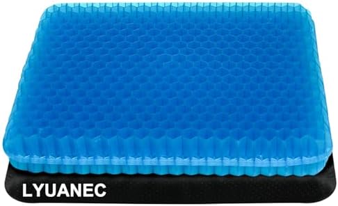 Gel Seat Cushion for Long Sitting - 17.5" x 15.5" x 2.4" (Extra Thick) by LYUANEC