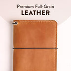 Travelers Leather Journal Cover A6 – Leather Notebook Case with 3 Elastic Bands, Card Slots, Pen Holder & Interior Pockets, Fits 4.1" x 5.8" Notebooks (Paper Not Included), Warm Brown - Image 3