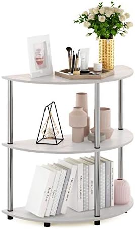Furinno Frans Turn-N Half Round Console Table with Stainless Steel Tubes, White Oak, 15.6D x 31.1W x 30.8H in by Furinno-FitsYourSpaceFitsYourBudget