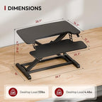 SANODESK Standing Desk Converter 28" Desk Riser for Home Office, Compact Sit Stand Desktop Workstation for Laptop & Monitor, Ergonomic Height Adjustable Riser, Black - Image 2