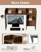 LAND·VOI Desktop Bookshelf, Countertop Storage Hutch with 5 Shelves for Computer Desk, Desk Organizer for Home Office Dorm, Dressing Tabletop, Bar Countertop, Rustic Brown EDS01R - Image 4
