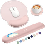 Sushret Mouse Pad and Keyboard Wrist Rest, 3-in-1 Gel Memory Foam Ergonomic Mouse Pad with Wrist Rest Set, Gaming Mousepad Arm Cushion Support for Computer Office Desk Accessories Cute Setup, Pink by Sushret
