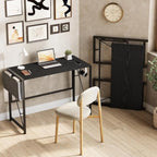 GarveeHome 39.4 Inch Folding Gaming Writing Computer Work Desk for Home Office,with Storage Bag & Hook,Space-Saving,Easy to Fold,Small Table for Bedroom,Apartment,Black - Image 2