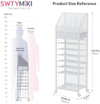 SWTYMIKI 9-Tier Rolling File Cart - Paper Organizer with Drawer and Trays, Wood Desk Office Organizer, Office Organization and Binder Storage for Workspace, Home, School, White - Image 3