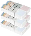 DIMJ Drawer Organizers Clothes, Set of 12 Dresser Organizer Bins, Fabric Closet Organizers and Storage, Shallow Drawer Dividers for Nursery, Clothing, Baby Clothes, Socks, Underwears, Tie (White) by DiMJ