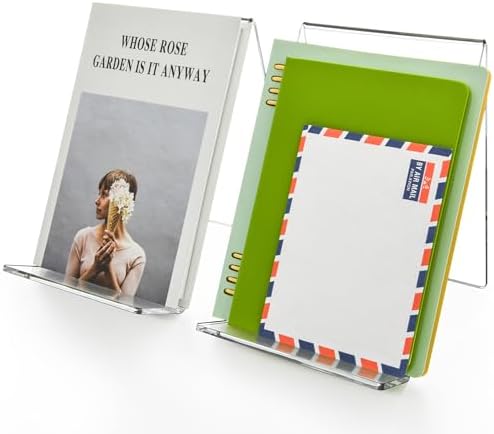 Acrylic Book Stand, Book Display Holder 6 x 9, Clear Acrylic Display Easel Transparent Display Stand Holder Tablet Holder for Album, CD, Magazine, Picture, Plate, Artworks, Phone, (2-Pack) by AIMOLLYACRYLICSTORAGE