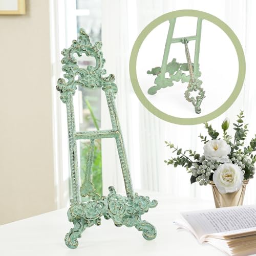 Sungmor Vintage Cast Iron Cookbook Stand, 15.5 Inches Tall Antique Green - Image 4