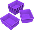 Storex Letter Size Deep Storage Tray – Organizer Bin for Classroom, Office and Home, Violet, 5-Pack (62528U05C) by Storex
