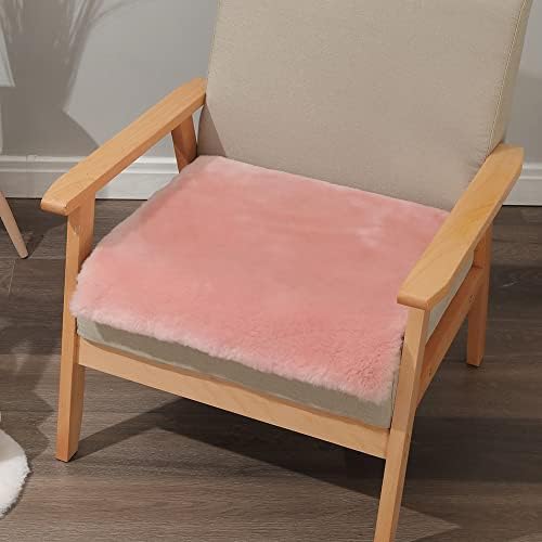 LLB Sheepskin Shearling Chair Cushions and Dining Room Chair Pads - Seat Cushions for Office, Computer and Living Room 19x19 Inch (Pack of 1), Light Pink - Image 6