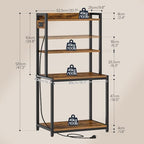 HOOBRO Printer Stand with Charging Station, 4-Tier Printer Table with Storage, Large Tall Printer Shelf, for Home Office, Kitchen, Living Room, Black and Rustic Brown BF13UPS01 - Image 2