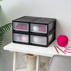 IRIS USA 4-Pack, 6 Qt. Small Stacking Drawer Storage Organizer, Black - Image 2