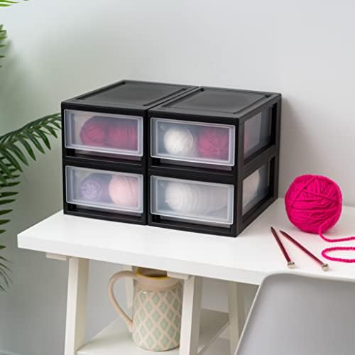 IRIS USA 4-Pack, 6 Qt. Small Stacking Drawer Storage Organizer, Black - Image 2