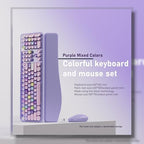 UBOTIE Wireless Keyboard and Mouse Combo, Phone Holder (Purple Colorful) - Image 4