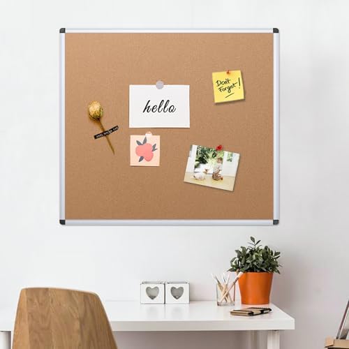VIZ-PRO Cork Bulletin Board, 48 X 48 Inches, Wall-Mounted Corkboard with Silver Aluminium Frame for School, Office, and Home 4' X 4' - Image 6