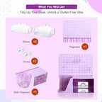 Comix Desk Organizer with 2 Drawer, Purple 360 Rotating Pen Holder for Desk - Image 6