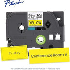 Brother Genuine P-Touch TZE-FX651 Flexible-ID Laminated Tape, Black on Yellow, Best Suited for Wire Wrapping and Flagging, Water-Resistant, 0.94" x 26.2' (24mm x 8M) - Image 2