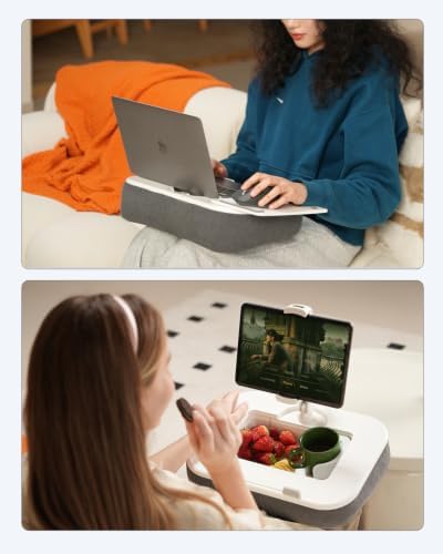 SupeDesk Laptop Lap Desk, Adjustable iPad Holder for Bed, 360° Swivel Tablet Arm, Laptop Desk with Mouse Pad, Snack Bowl & Cup Holder, Fits 4.7–13” Tablets & 15” Laptop - Image 2