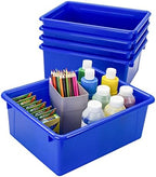 Storex Letter Size Deep Storage Tray – Organizer Bin for Classroom, Office and Home, Blue, 5-Pack (62524A05C), 10 x 13 x 5 Inches by Storex