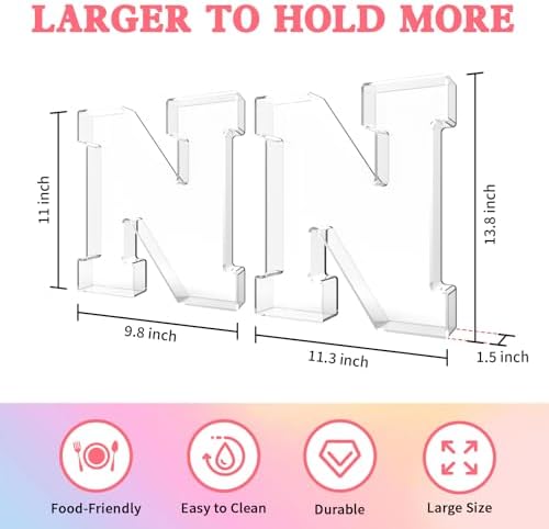 13.8" Acrylic Letter Charcuterie Tray,Fillable Alphabet Box (Letter N) - Image 2