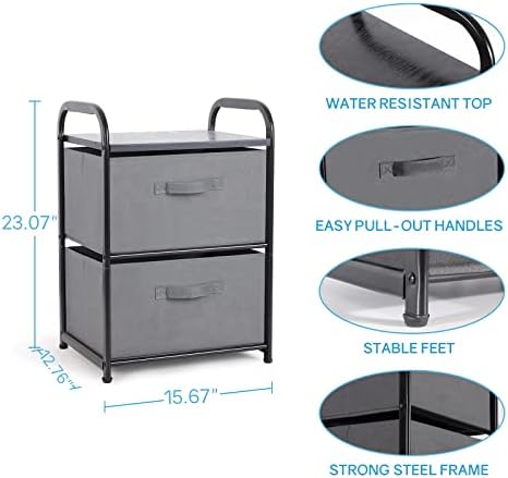 MAX Houser Dresser for Bedroom with 2 Drawers, Dark Grey - Image 3