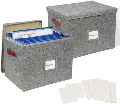 2-Pack Collapsible Letter Storage Bins with Lid - Grey by Hiwhy