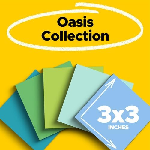 Post-it Super Sticky Recycled Notes, 3x3 in, 5 Pads, 2X The Sticking Power, Oasis Collection, 30% Recycled Paper (654-5SST) - Image 2