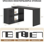 HSH 60 inch Rustic L Shaped Computer Corner Desk with 3 Storage Drawers - Image 2