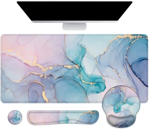 Large Desk Mat, Mouse Pad with Wrist Support, Keyboard Wrist Rest Set by Lateefah