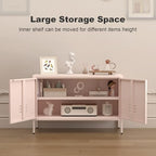 IRONFFICE Metal Cabinets,2 Door Cabinet with Adjustable Shelf,Pink Storage Cabinet for Bedroom,Living Room,Pink - Image 4