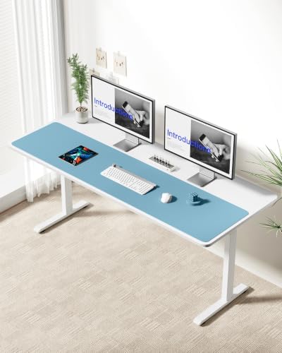 YSAGi Leather Desk Pad Protector, Office Desk Mat, Large Mouse Pad, Non-Slip PU Leather Desk Blotter, Laptop Desk Pad, Waterproof Desk Writing Pad for Office and Home (Sea Blue,55" x 17.2") - Image 4