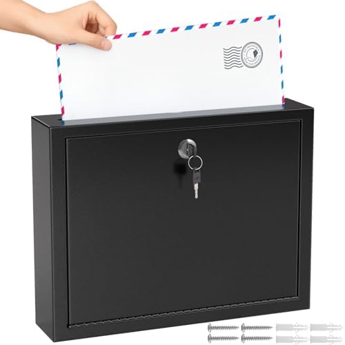 MaxGear Drop Box with Lock and Slot, Metal Suggestion Box, Wall Mounted by MaxGear