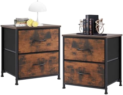DUMOS Nightstand Set of 2, Bedroom Bedside Table with Storage by DumosLifestyle