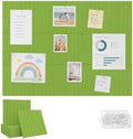 48" x 36" Large Felt Bulletin Board, Bold-Stripe 12-Pack Cork Boards | Fabric Bulletin Board with 60 Adhesive Tabs, 50 Pushpins, Felt Wall Tiles for Office Push Pin Board Felt Board, Matcha Green by Unknown