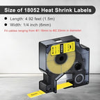 10 Pack Compatible for Dymo Rhino 18052 Black on Yellow 1/4" x 4.9' Industrial Heat Shrink Tube Labels for Rhino 1000 3000 4200 5000 5200 6000 3M Label Maker - Image 3