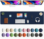Aothia Faux Leather Desk Mat - Large Mouse Pad, Non-Slip PU Leather Blotter, Waterproof Writing Surface for Office and Home (Dark Blue, 63" x 17") by AothiaSimpleNaturalUnique