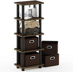 Furinno Turn-N-Tube Toolless 4-Tier Storage Shelves, Columbia Walnut - Image 5
