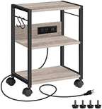 MAHANCRIS Industrial Printer Cart, 3-Tier Mobile Printer Stand, Rolling Cart with Power Outlets and USB Ports, Home Printer Stand with 2 Hooks, for Office, Living Room, Greige PTHG40E01 by MAHANCRIS