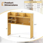 GIANTEX Desktop Bookshelf, 37" Desk Hutch Dorm for Computer Up to 32 Inch, Countertop Hutch w/6 Storage Shelves, 3-Tier Desktop Organizer Display Rack, Wood Desk Shelf for Home Office (Burlywood) - Image 3