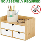 Bamboo Desk Organizer with Drawers, Desktop Storage for Office Supplies - Image 4